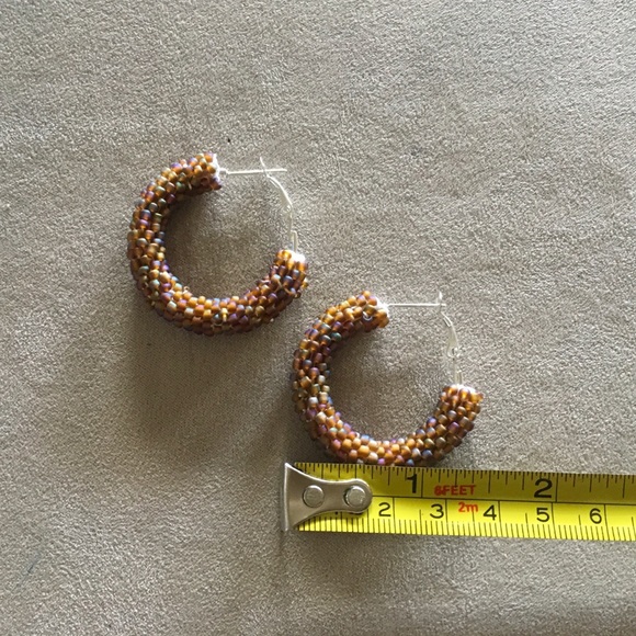 Hand Crafted Beaded Hoop Earrings - Picture 4 of 4